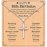 UPROMI Happy 10th/11th/12th/13th/14th/15th/16th/17th/18th/21st Birthday Gifts for Girls Her, Cross Necklace Birthday Gift Ideas