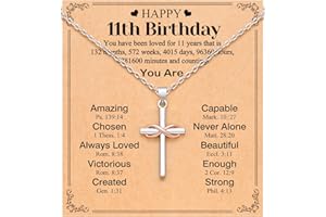 UPROMI Happy 10th/11th/12th/13th/14th/15th/16th/17th/18th/21st Birthday Gifts for Girls Her, Cross Necklace Birthday Gift Ideas