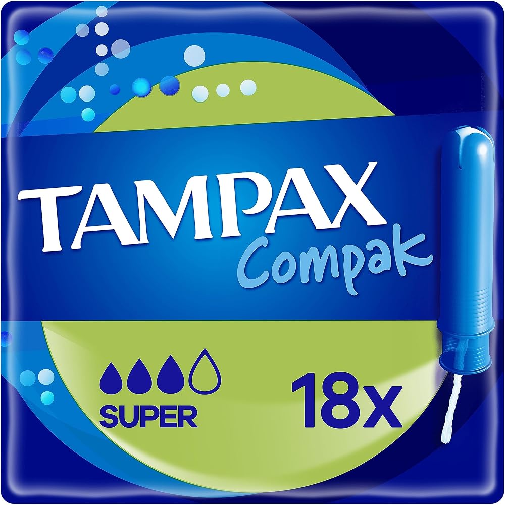 Tampax Compak Super Tampons 18 Count - Fragrance Free, Compact Applicator