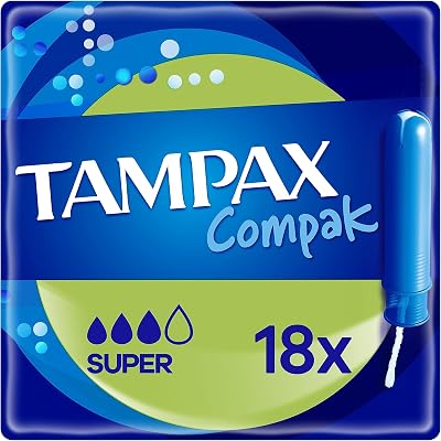 Tampax Compak Super Tampons 18 Count - Fragrance Free, Compact Applicator