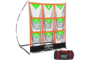 LOMGWAYS 9 Pocket Pitching Net for Baseball and Softball | Pitcher Training Net with Strike Zone Indoor Outdoor for Teens, Adults, Portable Pitching Training Equipment with Carry Bag