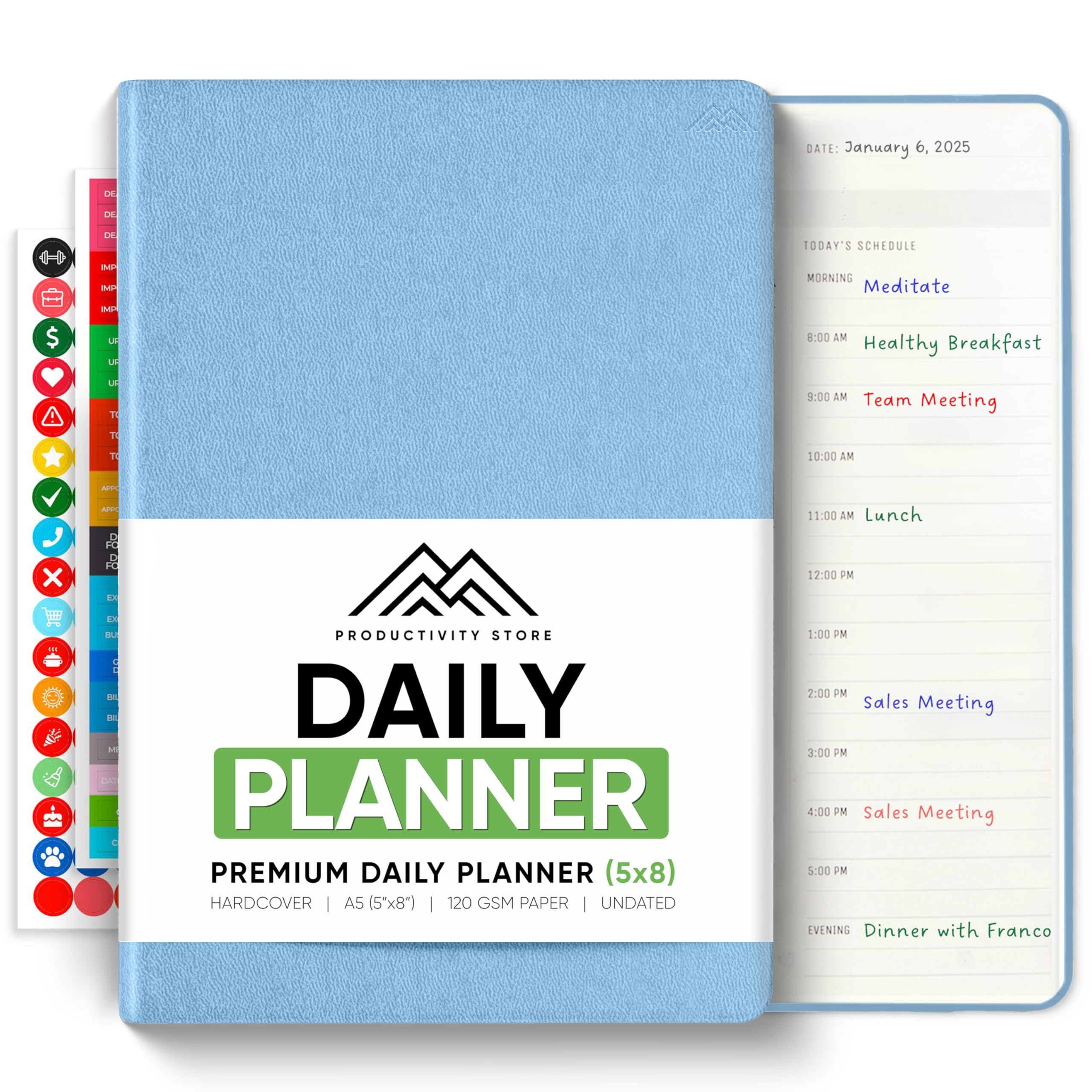 Daily Planner 2026 (5" x 8") - The Ultimate Daily Workflow Planner with Hourly Schedule & Task List to Achieve Your Goals by PRODUCTIVITY STORE (A5, Blue)
