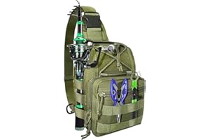 Bnqoe Fishing Backpack Fishing Tackle Storage Bag with Rod Holder Sling Storage Backpack for Outdoor Hiking Travel Hunting