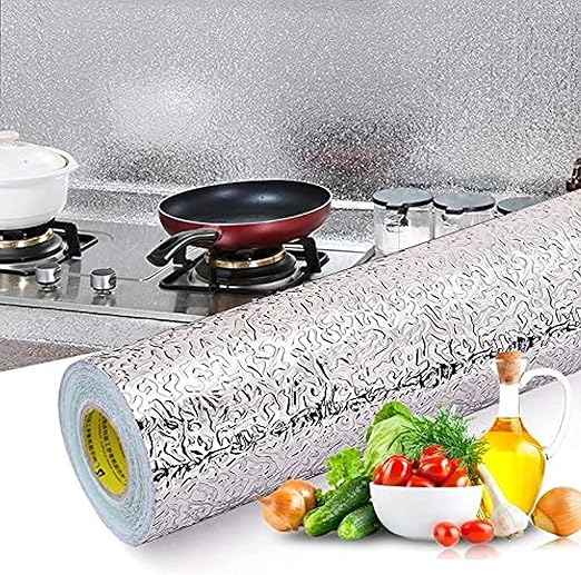 Wolpin Wall Stickers Wallpaper Kitchen Aluminium Foil (60 x 200 cm) Oil