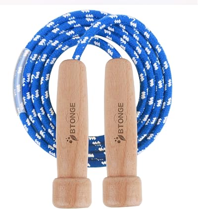 BTONGE Skipping Rope Wooden Handle Adjustable 300cm Beech Wood Jump Rope