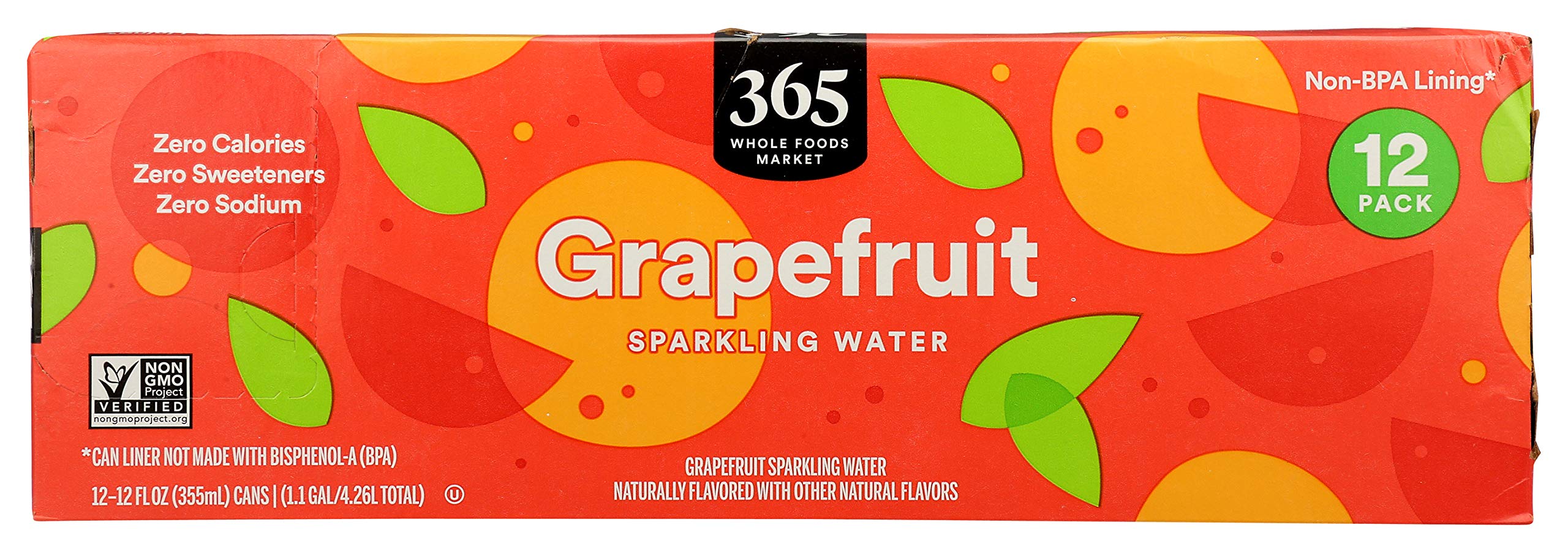 Whole Foods 365 Everyday Value, Sparkling Water Grapefruit, 12 Count