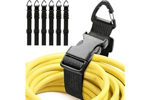 6-Pack Heavy Duty Adjustable Extension Cord Organizers – Black Polypropylene Cable Straps with Triple-Axis Lock, Durable Cord
