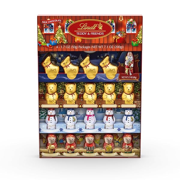 LINDT TEDDY & FRIENDS HOLIDAY MILK CHOCOLATE CANDY, 7.1 OZ.