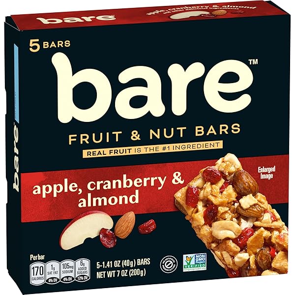 BARE FRUIT & NUT BARS, APPLE, CRANBERRY & ALMOND, 1.41 OZ (PACK OF 5)