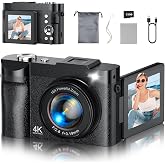 4K Digital Camera for Photography, 50MP Vlogging Camera for YouTube, Compact Cameras with 2.8" 180&deg; Flip Screen, 16X Digital Zoom, Point and Shoot Camera with 32GB SD for Beginners, Travel, Family