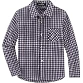 Spring&Gege Boys' Long Sleeve Button Down Shirts Casual Woven Plaid (4-12 Years)
