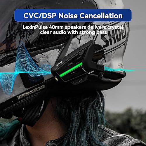 LEXIN Novus Motorcycle Bluetooth Headset, Mesh Helmet