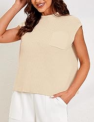 Himosyber Women's Solid Sleeveless Vest Mock Neck