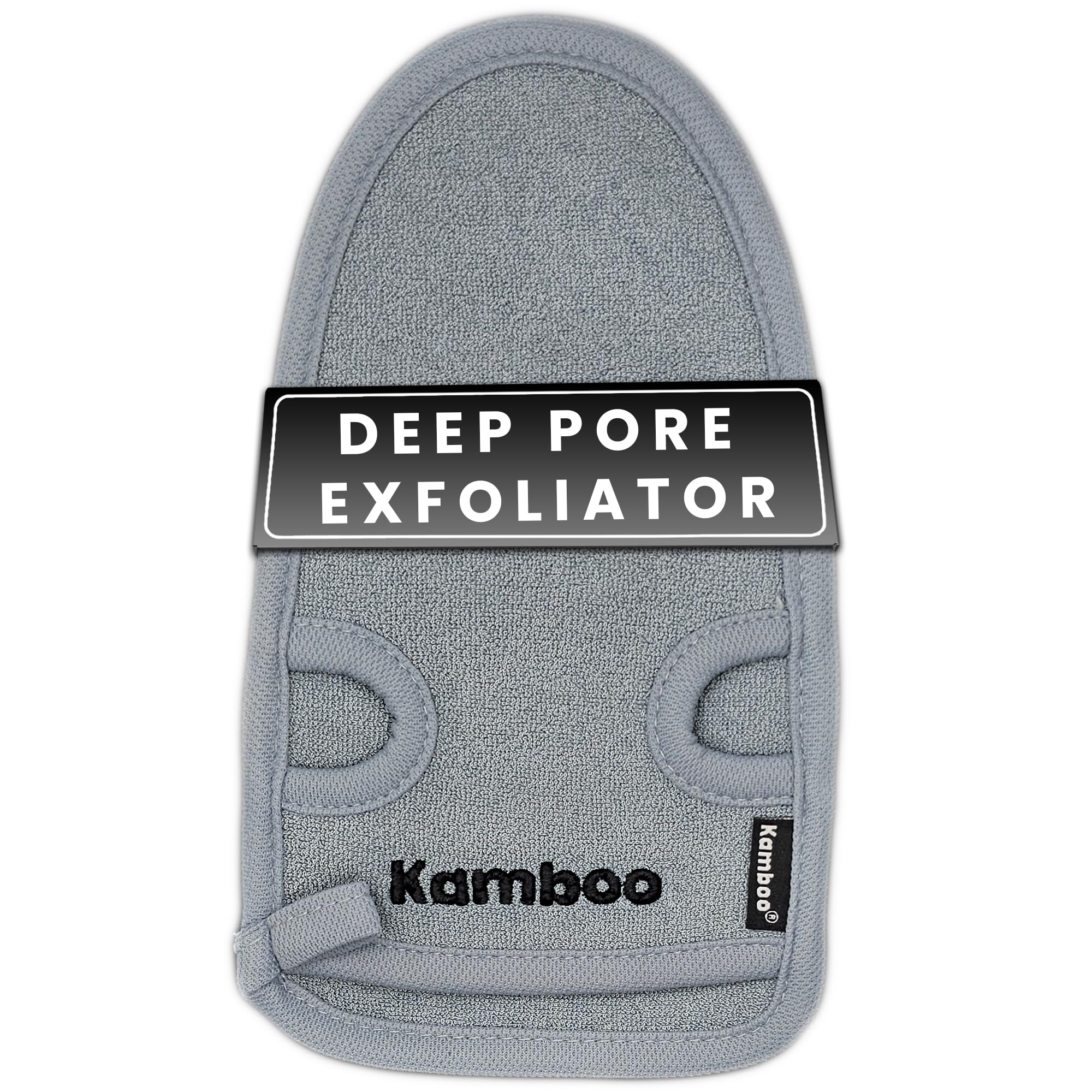 KAMBOO Exfoliating Mitt Deep Pore Cleansing Exfoliating Glove - Dead Skin Remover With Bamboo fibres - Shower Gloves For Women And Men (Blue)