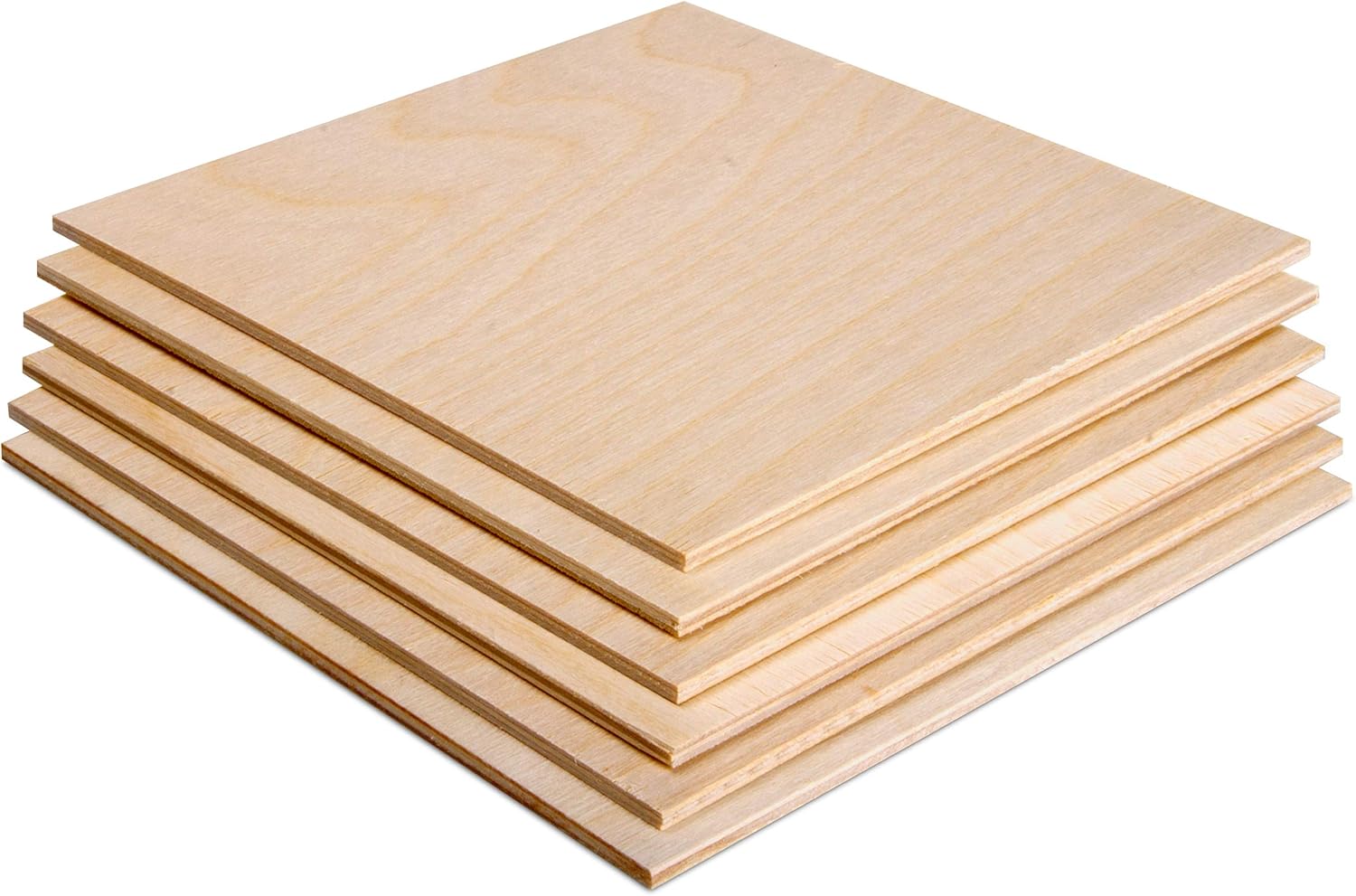 3MM 1/8" x 12" x 12" Baltic Birch Plywood – B/BB Grade (Pack of 6) Perfect for Arts and Crafts, School Projects and DIY Projects, Drawing, Painting, Wood Engraving, Wood Burning and Laser Projects