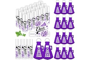 Swiffen 36 Pcs Cheerleading Gifts Bulk Cheer Team Gifts Lip Balm and Holder Keychains Set Christmas Cheer Party Favors for Xmas Stocking Stuffer Cheerleader Team Sports Party Supplies(Purple)