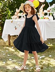 Arshiner Black Toddler Dress Summer High Low Twirl