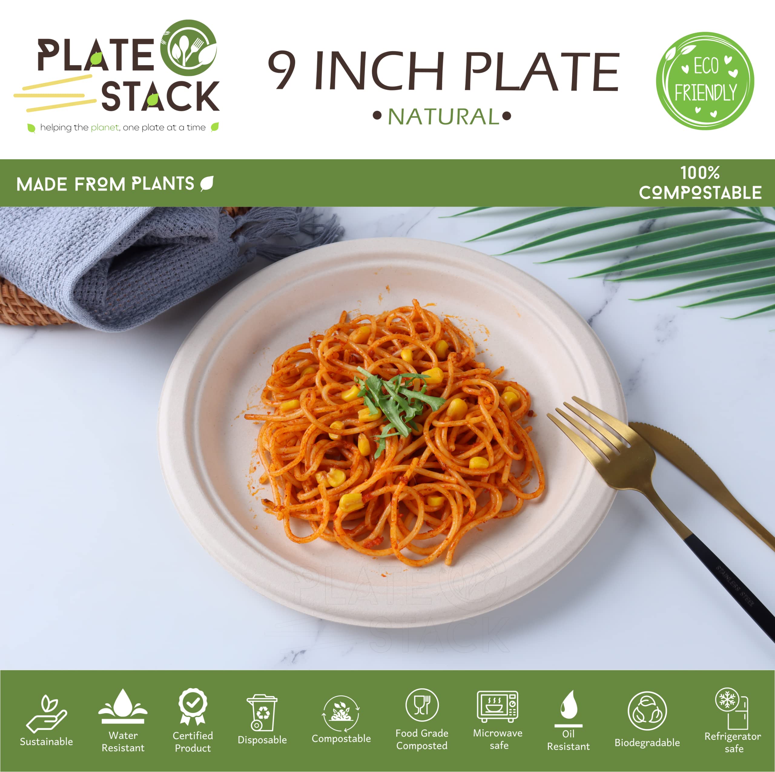 Mua 100% Compostable Disposable Paper Plates [125-Pack] - (PFAS-Free ...