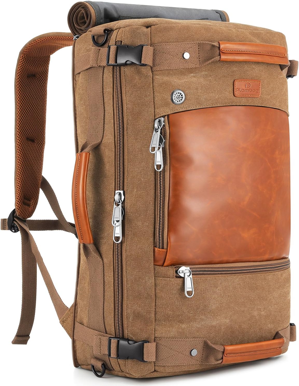 Canvas Travel Duffel Backpack Retro Laptop Messenger Bag Handbag(Coffee)