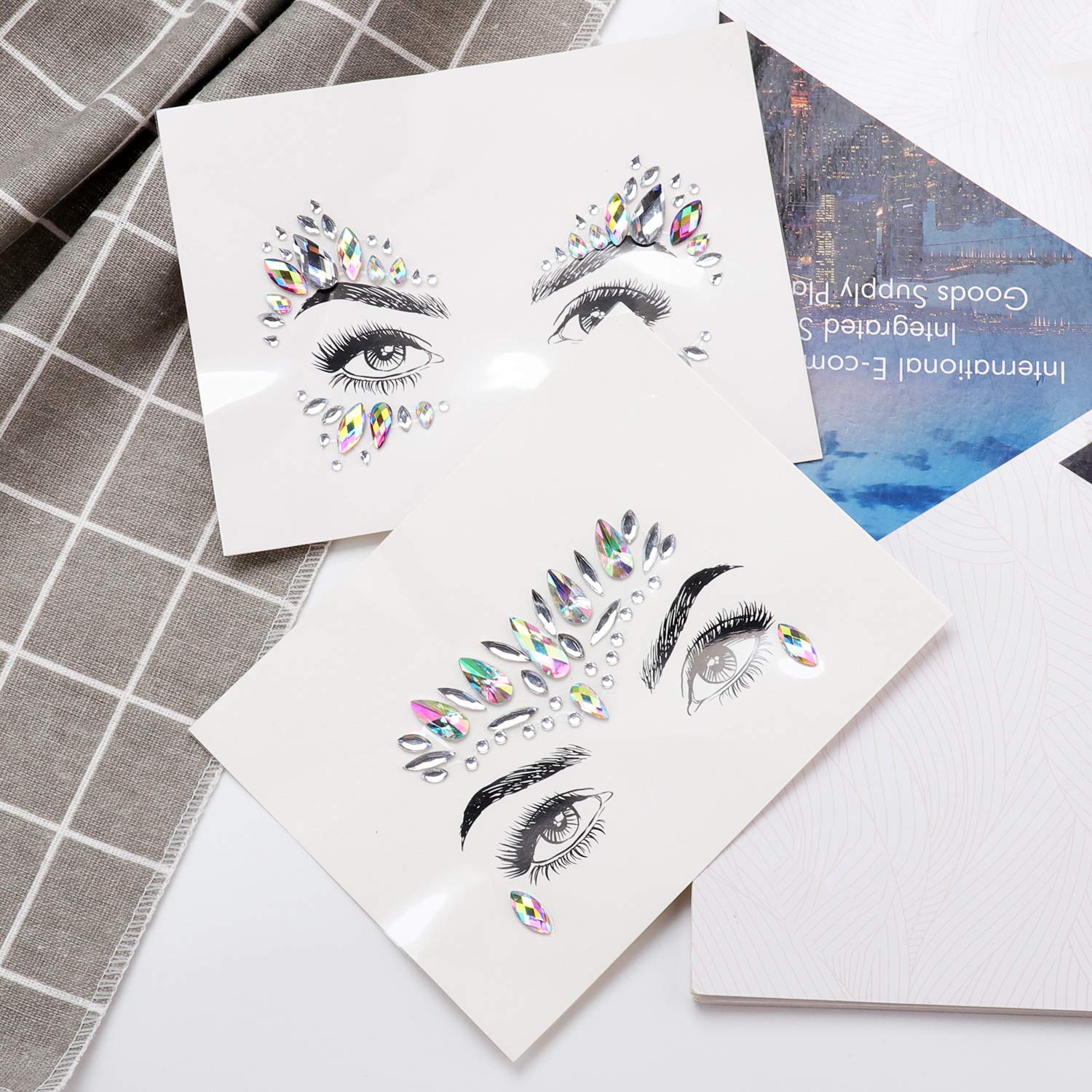 Aniwon 2PCS Halloween Spider Web Headband+2 PCS Rhinestone Face Jewels, Spider Headband Halloween Party Headband Hair Hoop with Mermaid Face Gems Glitter for Women Halloween Cosplay Party Costume