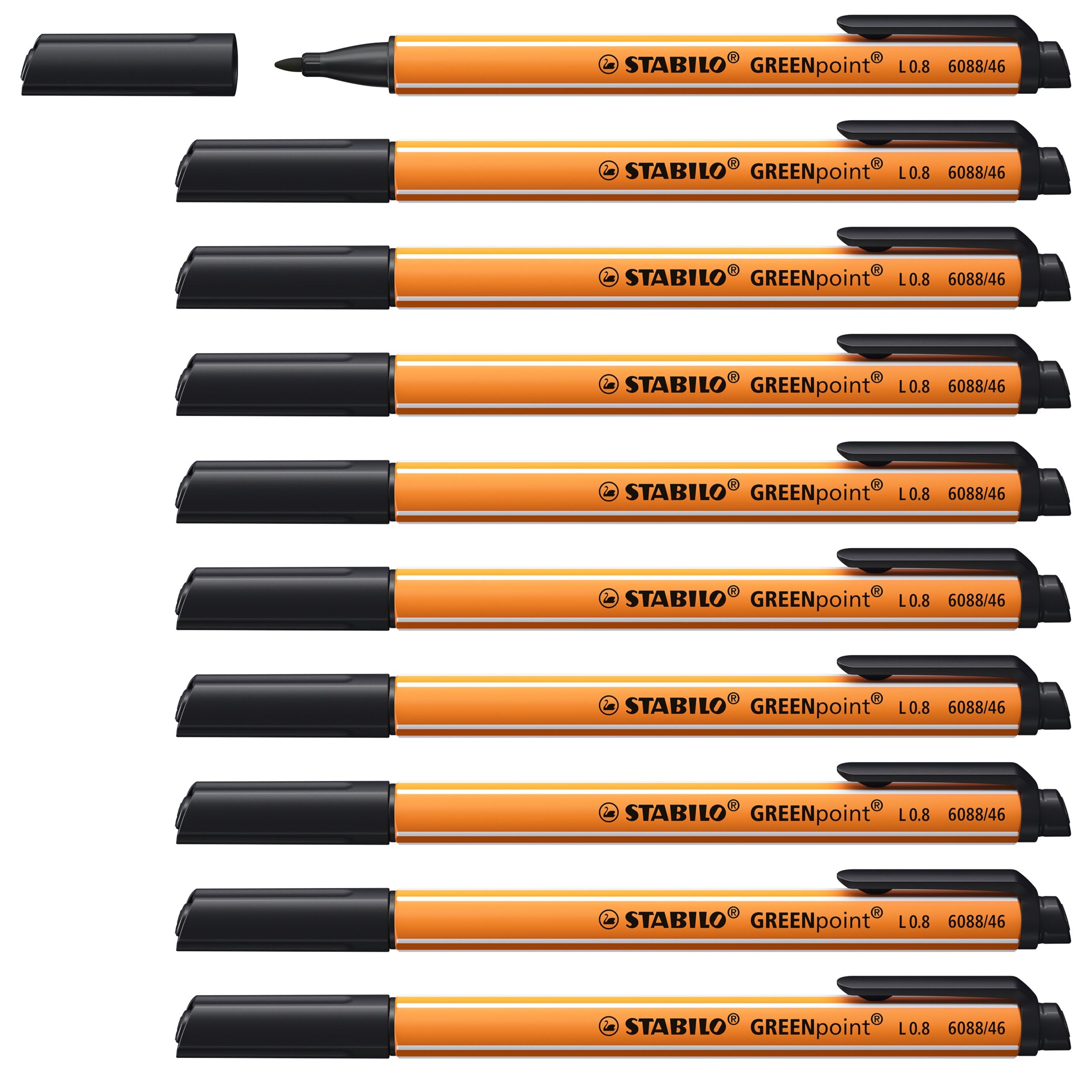 STABILO GREENpoint - Fibre-Tip Sign Pen - Pack of 10 - Black — image 1