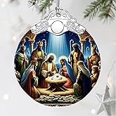 Nativity Scene Christmas Decorations - Religious Christmas Ornaments | Xmas Tree Ornament | Christian Home Decor – Religious Gifts | Christian Gifts | African American Xmas Gift