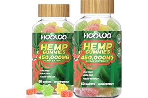 HOOLOO Hemp Gummies 450,000mg for Deep Sound Bedtime Support and Discomfort Relief, Fruity Hemp Gummy Infused Omega 3, Vitamins, Made in USA