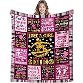 LEKEFLOW Skiing Ski Blanket Gifts for Ski Lovers Winter Extreme Sports Snowboarding Winter Ski Stuff Plush Blankets Sports Skiing Gifts for Girls Teens Women Adults 50"x40"