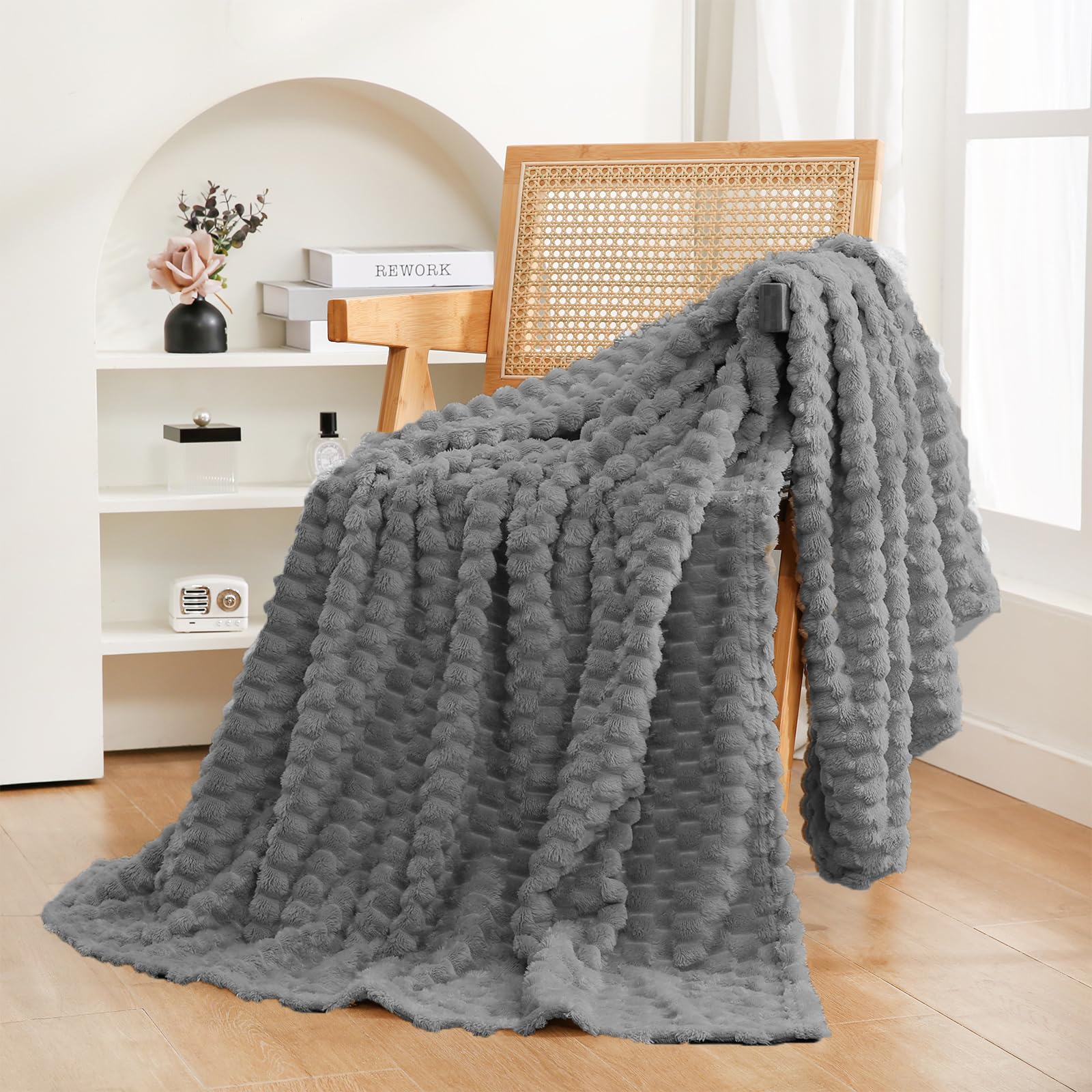 Puncuntex Grey Throw Blanket 50"×60" inches Fuzzy
