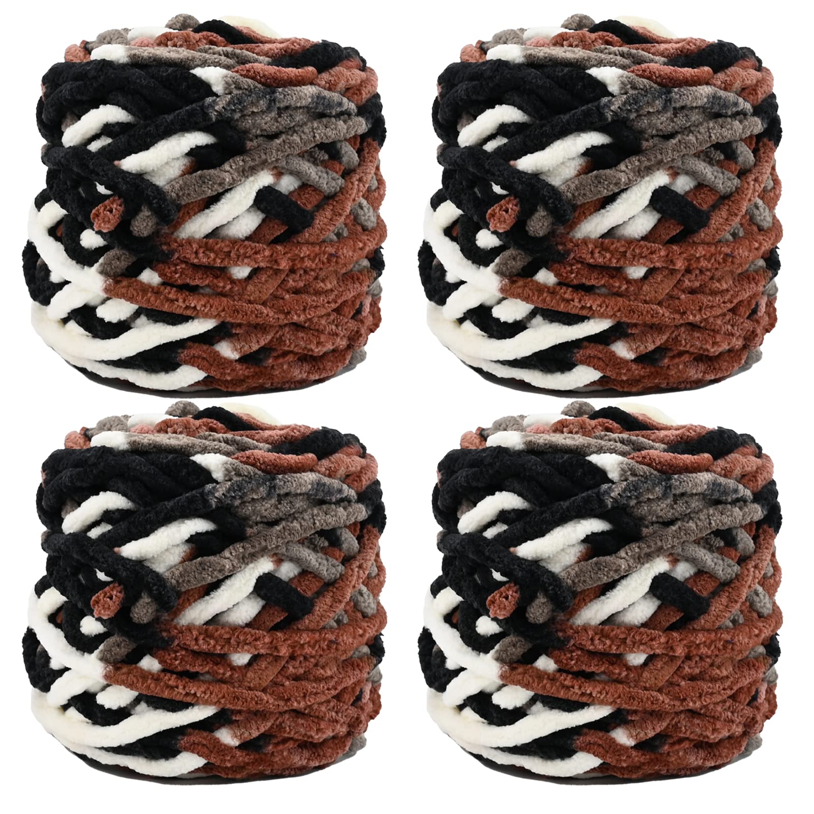 Knitting Wool Yarn 4 x 100g Multi-Colored Soft Chunky Yarn for Crochet Projects Making Plush Balls Handmade Bags Sweaters Shoes Hats Sweaters Blankets Scarves — image 1