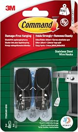Command Outdoor Black Stainless Steel Wire Hooks 2 Hooks 3 Strips