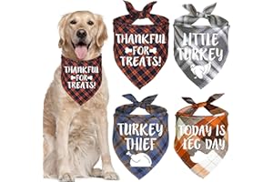 JOTFA 4 Pack Thanksgiving Dog Bandanas, Holiday Dog Bandanas Fall Dog Bandanas Dog Thanksgiving Outfit for Small Medium Large Dogs Pets (Large)