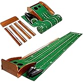 Golf Putting Green Indoor Outdoor Putting Matt with Automatic Ball Return Practice Mat for Home, Office, Backyard - Gifts for Men 118 * 18 in