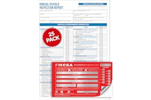 GotSafety DOT Inspection Forms and Stickers (6"x3.5") with 3-Ply Carbonless - FMCSA Annual Vehicle Inspection Report Form - Meet DOT Requirements 49 CFR 396 Vehicle Inspection - Pack of 25