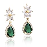 Women's Cubic Zirconia Bridal Earrings - Elegant Sterling Silver CZ Wedding Party Prom Earrings for Bride Bridesmaids Crystal Rhinestone Floral Cluster Chandelier Dangle Drop Earrings for Women Girls