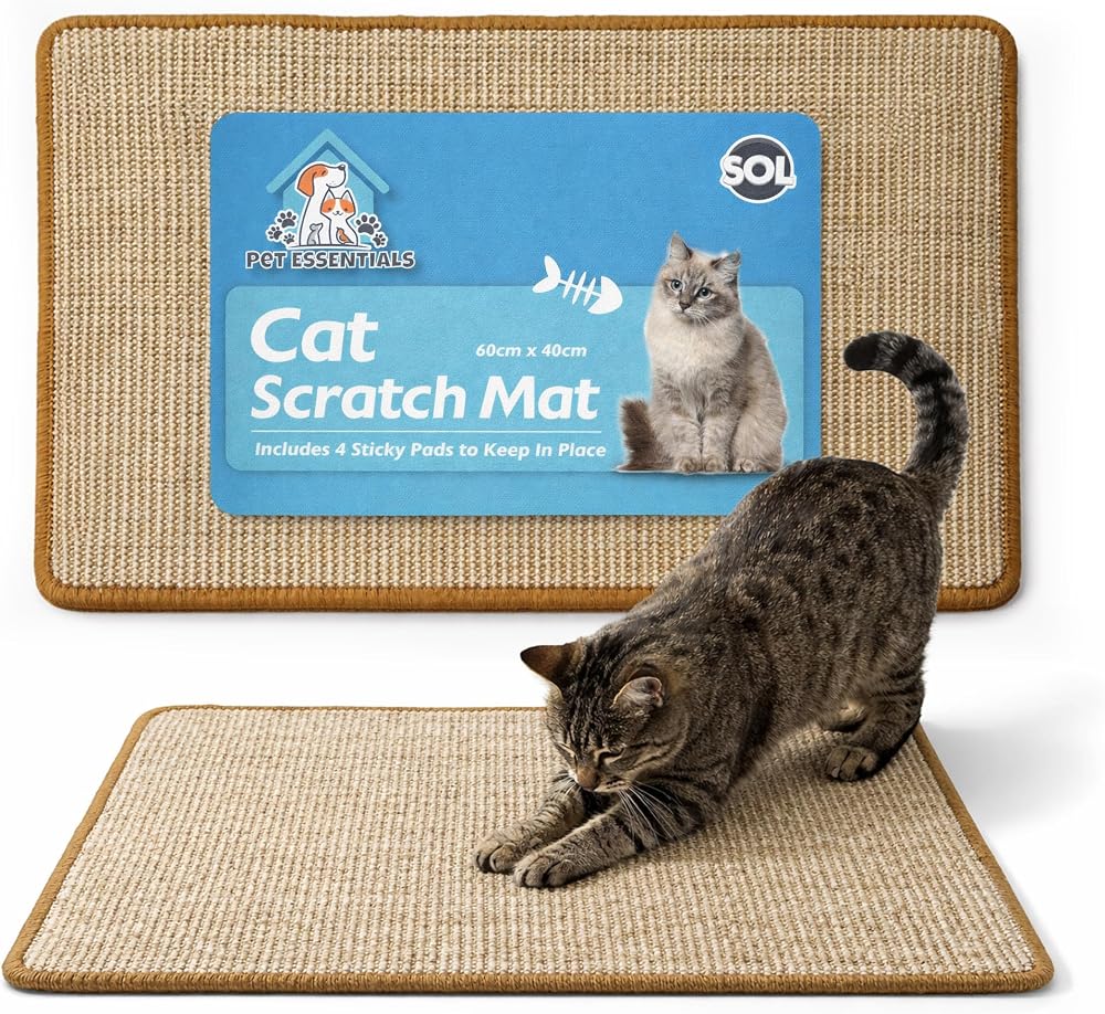 SOL Cat Scratching Mat 60x40cm Cat Scratcher Pads Durable Sisal Anti-Slip