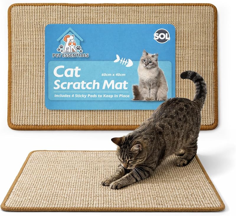 SOL Cat Scratching Mat 60x40cm Cat Scratcher Pads Durable Sisal Anti-Slip