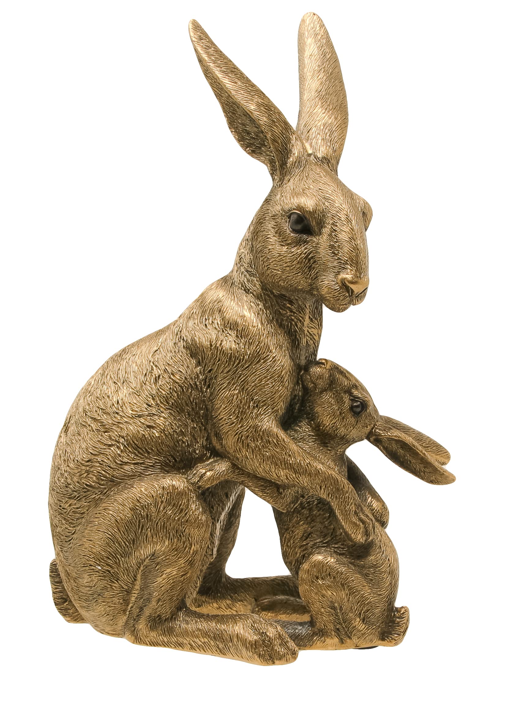 Large Mother & Baby Hare Figurine Approximately 25cm Tall From The Bronze Reflections Range of Ornaments