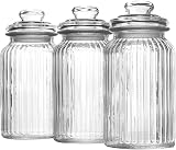Maison & White Vintage Airtight Glass Jars Set of 3 for Kitchen Storage view 3