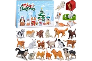 KEDERWA Animals Figurines Advent Calendar 2024 Kids, Mini Dog Cat Figurines Christmas Countdown Calendar for Kids with 24pcs Realistic Miniature Toy Xmas Surprise Gifts