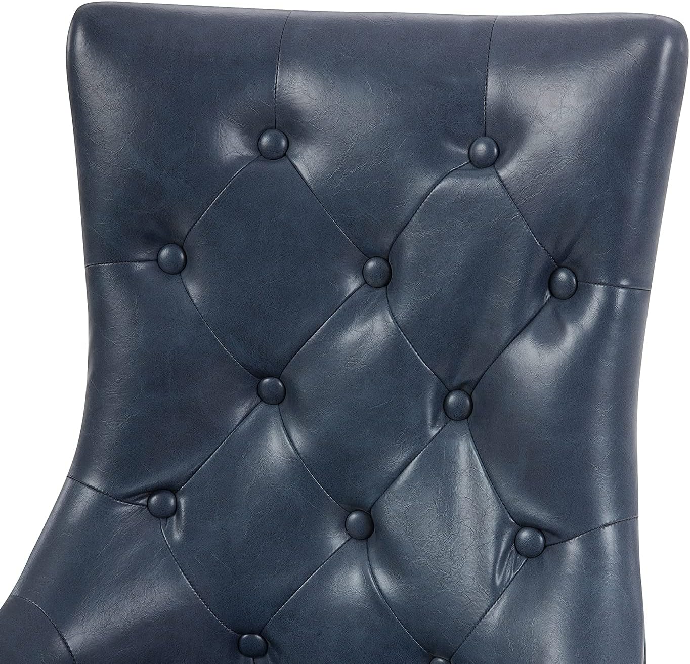 CHITA Dining Room Chairs, Leather Upholstered Tufted Kitchen Mid-Century Modern Padded Natural Chair-Dark Blue - Chairs