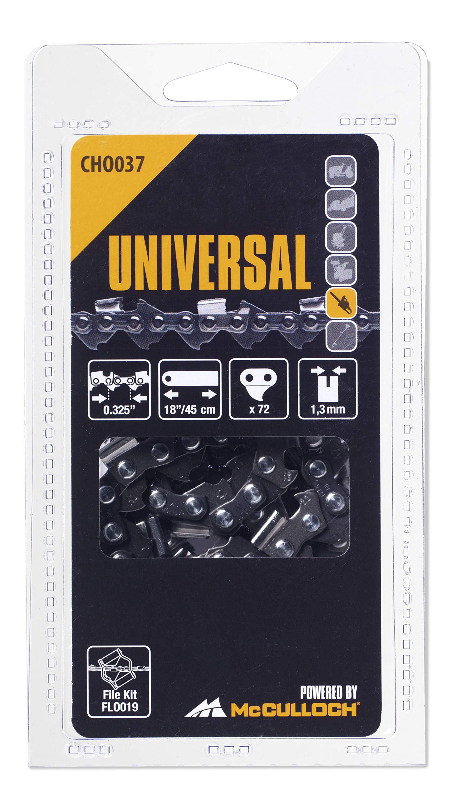 McCulloch CHO037 Chain 18 "/ 45cm- / 72 Trainers / 0.325" "/ 1.3mm Standard