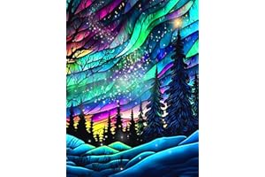 igoodom Aurora Diamond Painting Kits, DIY Round Full Drill Stained Glass Diamond Art Kits for Adults, 5D Gem Art Very Suitable for Home Leisure and Wall Decoration 12x16 Inches