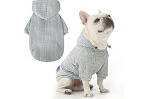 EXPAWLORER Textured Cable Knit Basic Dog Hoodie, Elevated Style Dog Sweater with Leash Hole and Pocket, Soft and Warm Pet Winter Coat, Cold Weather Clothes for Small Medium Large Dogs,Grey M