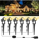 CREPOW LED Spotlights Outdoor,Low Voltage Landscape Lighting IP65 Waterproof with US Plug, 3000K Warm White Outdoor Spot Lights for Yard Flag Pole House Garden Tree(6-in-1)