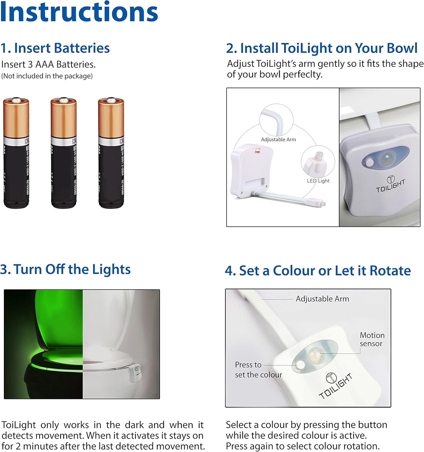 The Original Toilet Night Light Tech Gadget. Fun Bathroom Motion Sensor LED Lighting. Weird Novelty Funny Birthday Gag Stocking Stuffer Gifts Ideas for Him Her Guy Men Boy Toddler Mom Papa Brother: Home Improvement