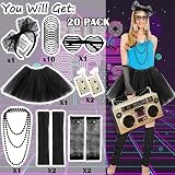 Ronilp 80s Fancy Dress Kit for Women Tutu Leg Warmers Fishnet Gloves Sunglasses view 2