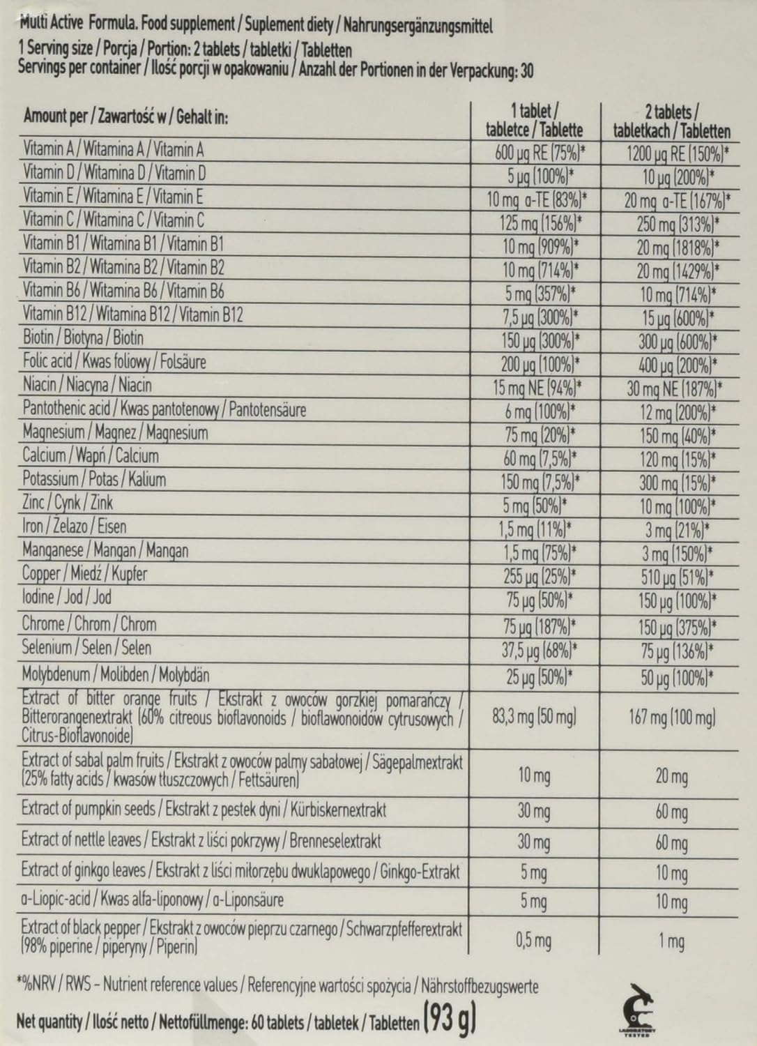 Fa Nutrition Fa Multi Active 60 Tablets Amazon De Drogerie Korperpflege