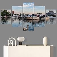 SIGNWIN 5 Panel Canvas Wall Art by The Pier for Home Decorations Ready to Hang - 60