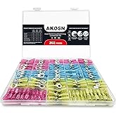 302 Pcs Electrical Crimp Wire Terminal Connectors Kit, Heat Shrink Connectors, Waterproof, Perfect for Marine, Automotive - R